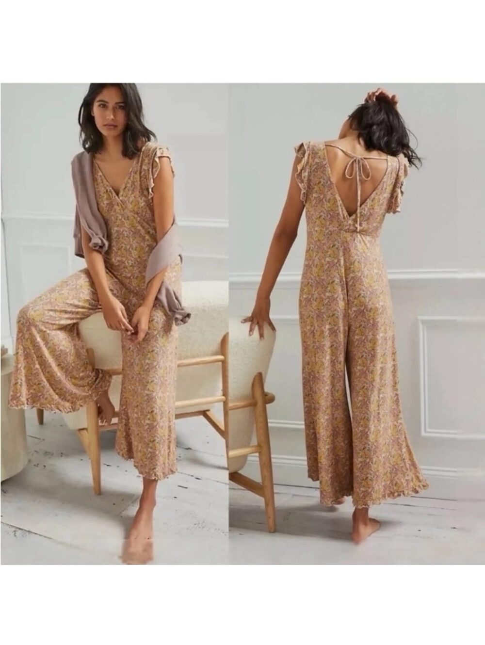 Anthropologie NWT Matilda Ruffle Jumpsuit size M